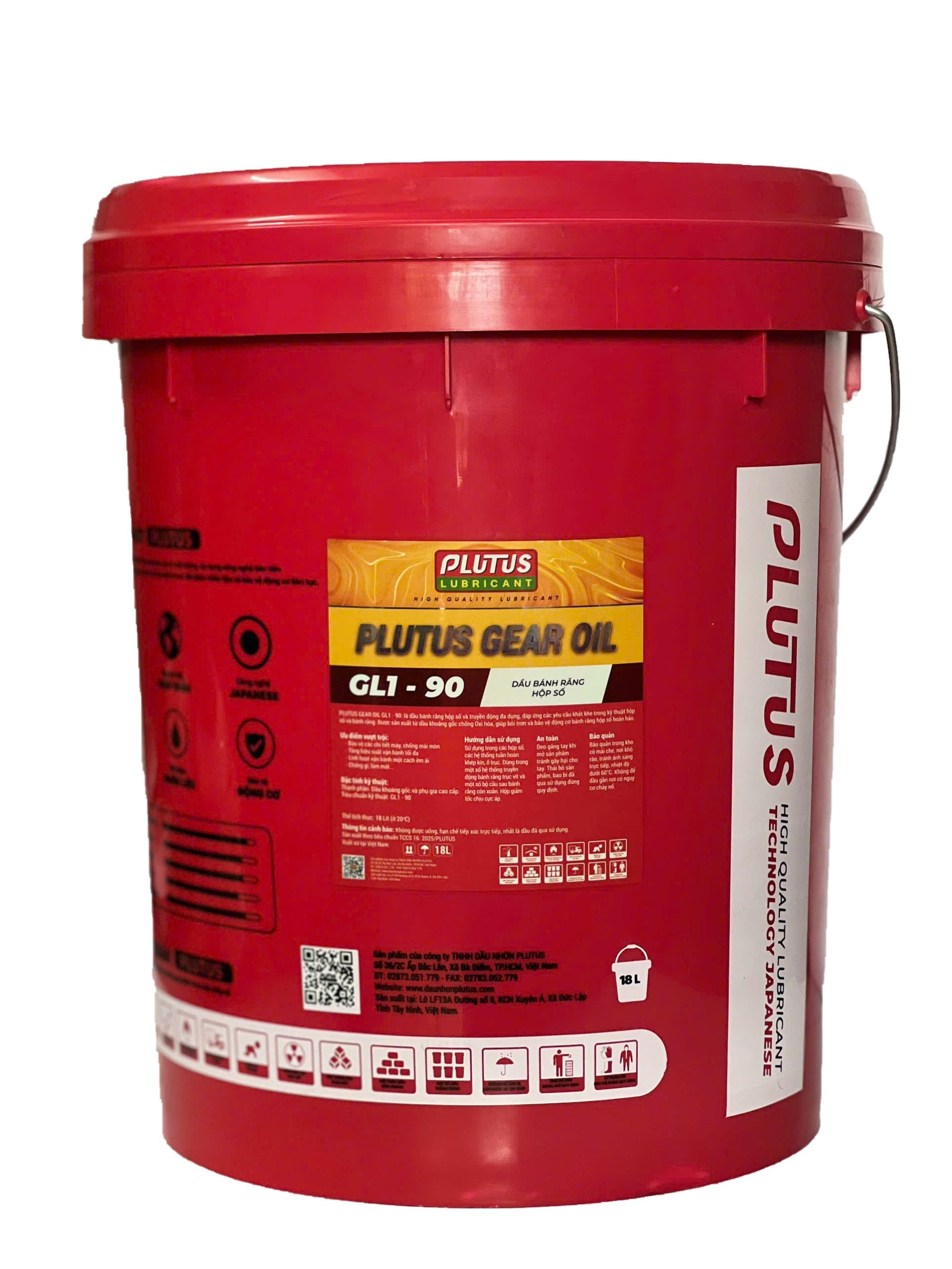 Dầu nhớt bánh răng hộp số Plutus Gear Oil GL1-90 18L chính hãng
